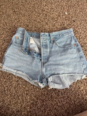 LEVI Light Blue Denim High-Waist Women's Shorts